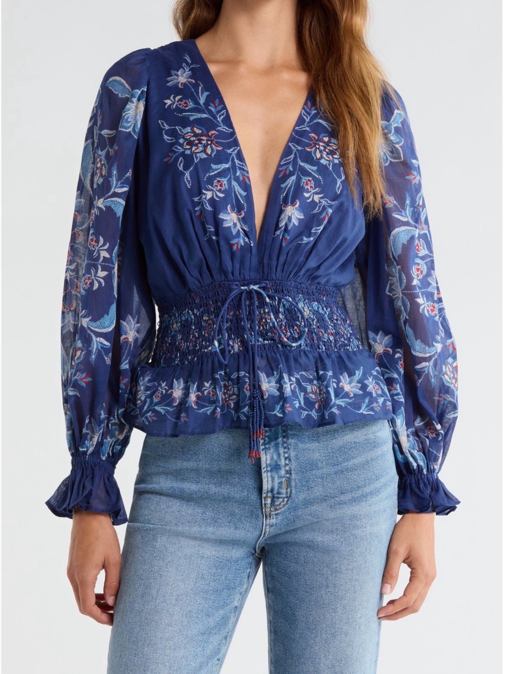 FARM Rio Winter Loom Peasant Blouse Size XS